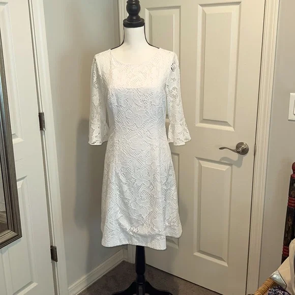 long sleeve lace wedding dress flowy Rustic Scoop Neck Lace Top Flowy Bridal Separates Long Sleeve Two Piece Wedding  Dress main image 0